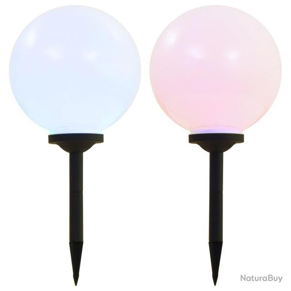 Lampe LED sphrique solaire d'extrieur 2 pcs 30 cm RVB