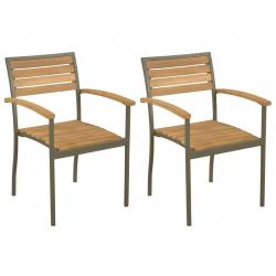 Chaise empilables d'extérieur lot de 2 Bois d'acacia et Acier