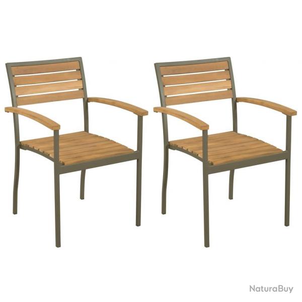 Chaise empilables d'extrieur lot de 2 Bois d'acacia et Acier