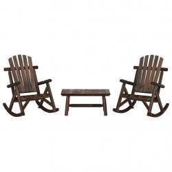 Ensemble de salon de jardin 3 pcs bois massif d'épicéa