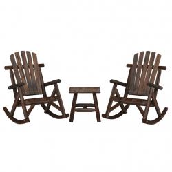 Ensemble de salon de jardin 3 pcs bois massif d'épicéa