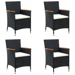 Chaises à manger de jardin lot de 4 Résine tressée Noir