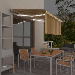 Auvent manuel rétractable avec store LED 3x2,5 m Jaune et blanc