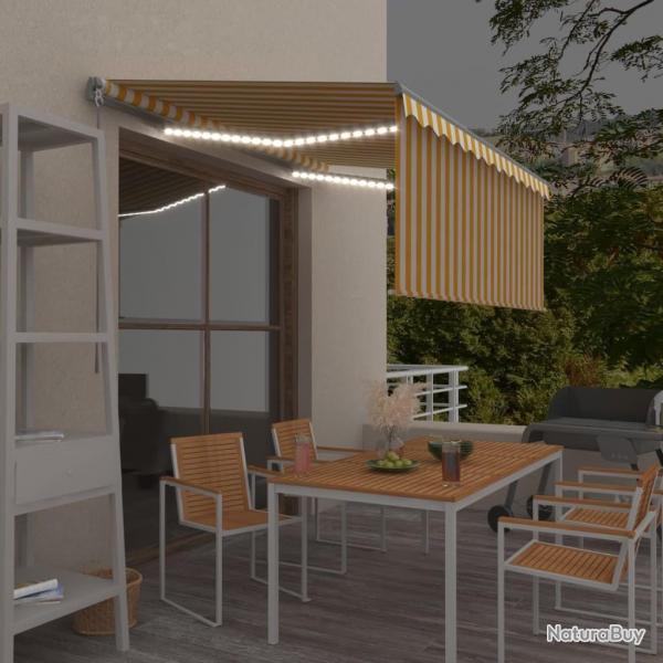Auvent manuel rtractable avec store LED 3x2,5 m Jaune et blanc