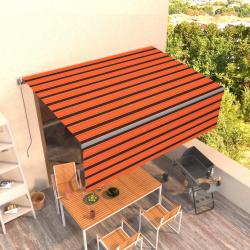 Auvent manuel rétractable avec store 4x3 m Orange et marron