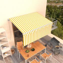 Auvent manuel rétractable avec store 3x2,5 m Jaune et blanc
