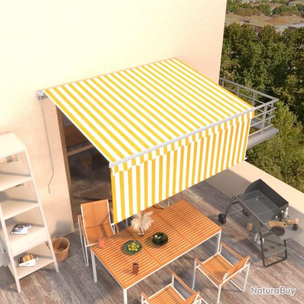 Auvent manuel rtractable avec store 3x2,5 m Jaune et blanc