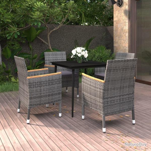 Ensemble  manger de jardin coussins 5 pcs Rsine tresse Verre