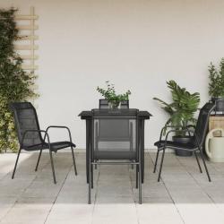 Ensemble à manger de jardin 5 pcs noir textilène et acier