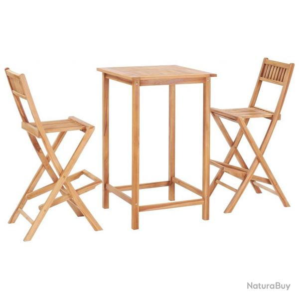 Ensemble de bar 3 pcs Bois de teck solide