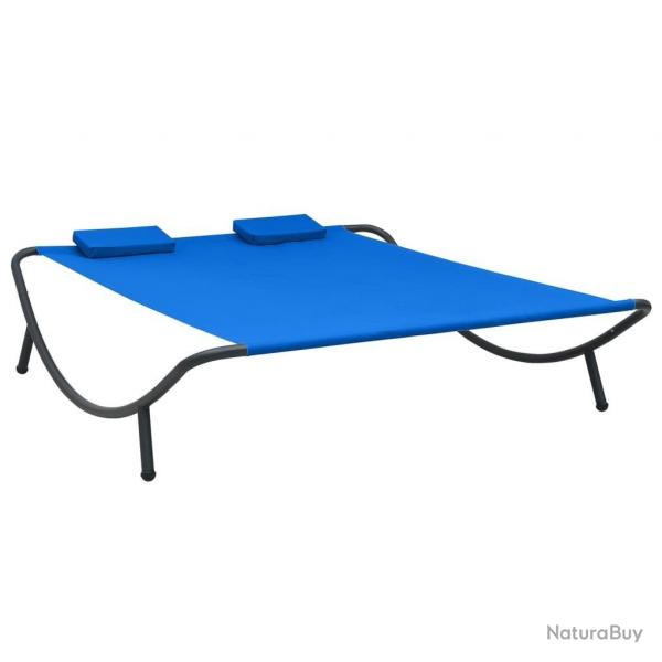 Chaise longue d'extrieur tissu bleu