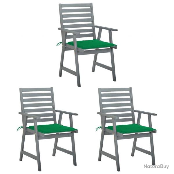 Chaises  manger d'extrieur lot de 3 et coussins Acacia massif
