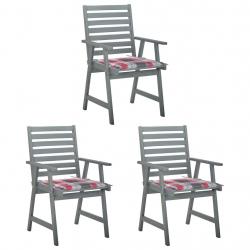Chaises à manger d'extérieur lot de 3 et coussins Acacia massif