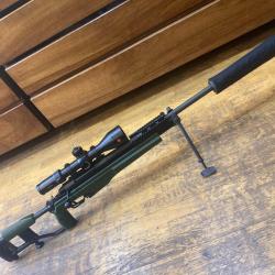 carabine SAKO TRG 42 Crosse pliante verte calibre 338 LM + Lunette Leica PRS 5-30x56i + modérateur