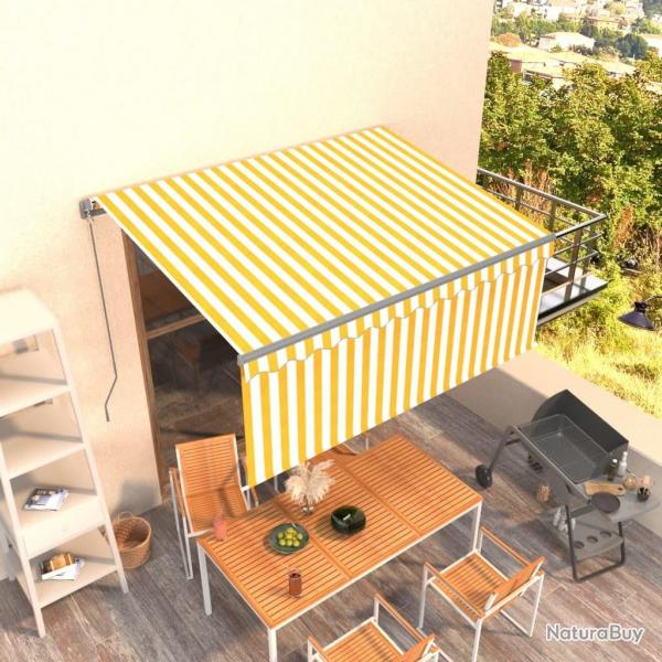 Auvent rtractable manuel avec store 3,5x2,5 m Jaune et blanc