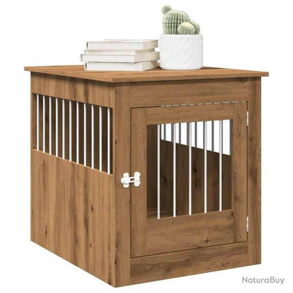 Meuble de cage pour chiens chne artisanal 64,5x80x71 cm