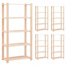 Étagères de rangement à 5 niveaux 5 pcs 80x38x170 cm Pin 250 kg