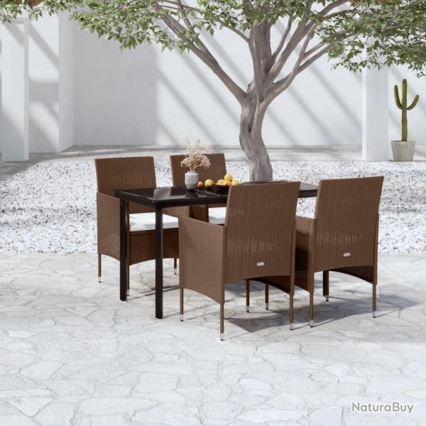 Ensemble  manger de jardin coussins 5 pcs Marron/noir