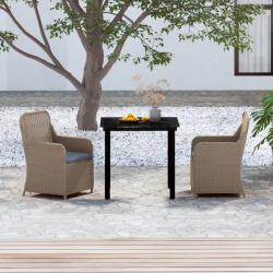 Ensemble à manger de jardin avec coussins 3 pcs marron