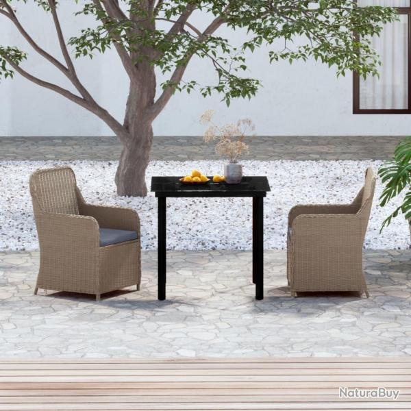 Ensemble  manger de jardin avec coussins 3 pcs marron