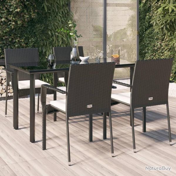 Ensemble  manger de jardin coussins 5pcs Noir Rsine tresse
