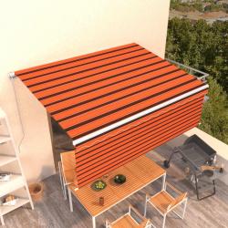 Auvent manuel rétractable avec store 4x3 m Orange et marron