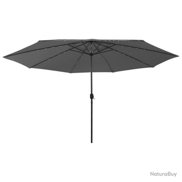 Parasol de jardin avec lumires LED et mt en mtal anthracite