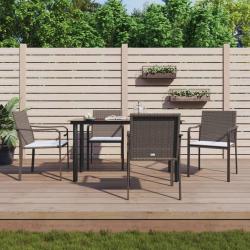 Ensemble à manger de jardin 5 pcs coussins résine tressée acier