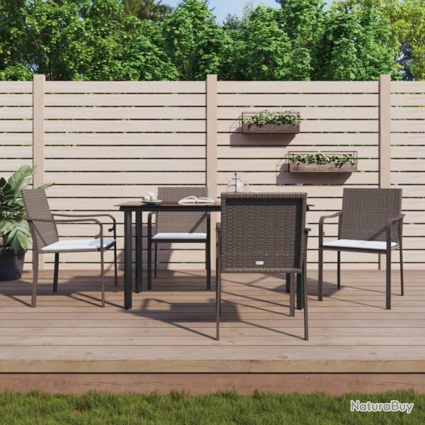 Ensemble  manger de jardin 5 pcs coussins rsine tresse acier