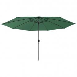 Parasol de jardin avec lumières LED et mât en métal 400 cm vert