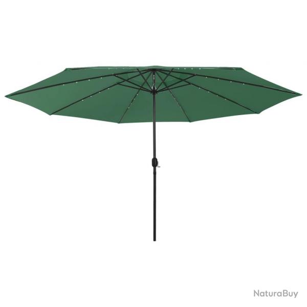 Parasol de jardin avec lumires LED et mt en mtal 400 cm vert