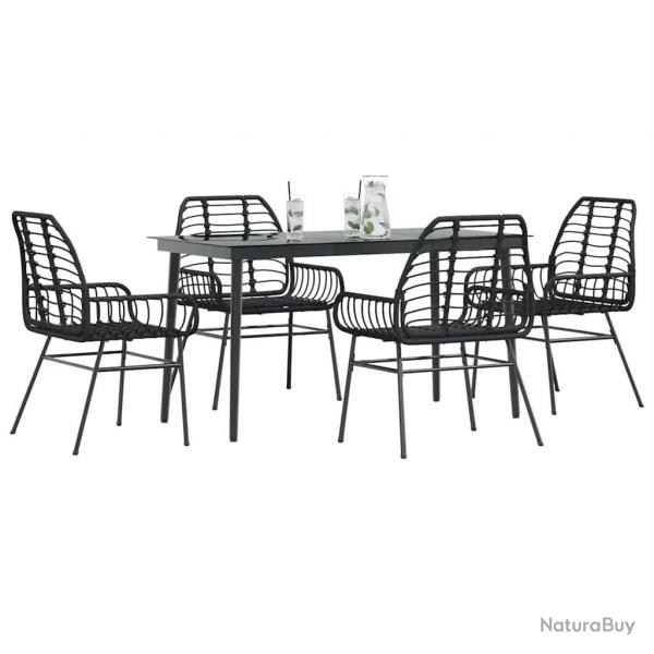 Ensemble  manger de jardin 5 pcs noir rsine tresse verre