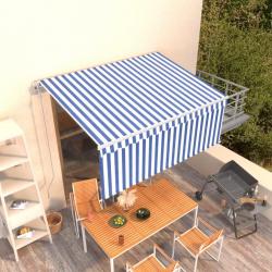 Auvent rétractable automatique avec store 3,5x2,5 m Bleu blanc