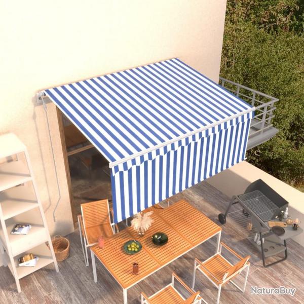 Auvent rtractable automatique avec store 3,5x2,5 m Bleu blanc