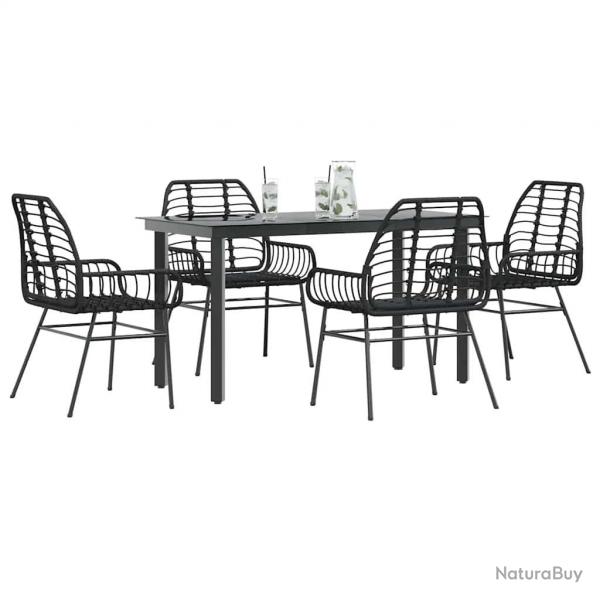Ensemble  manger de jardin 5 pcs noir rsine tresse verre