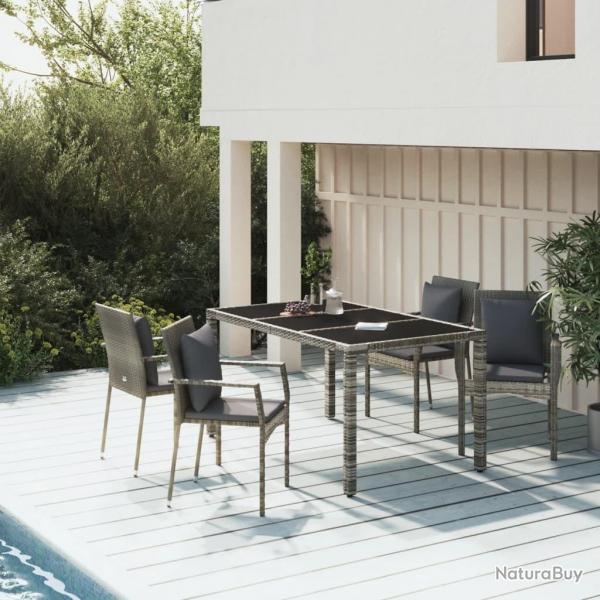 Ensemble  manger de jardin 5 pcs coussins gris rsine tresse