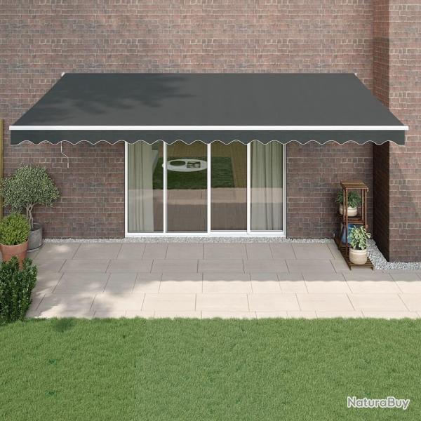 Auvent rtractable anthracite 5x3 m tissu et aluminium