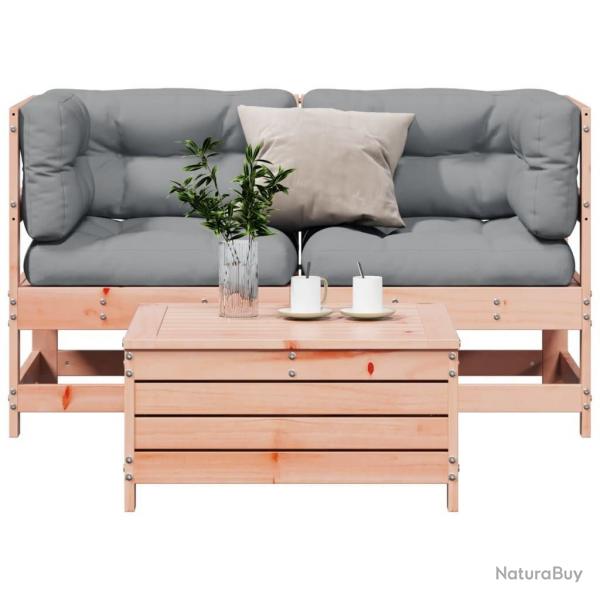 Salon de jardin 3 pcs avec coussins bois massif douglas