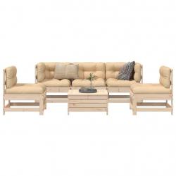 Salon de jardin 6 pcs bois de pin massif