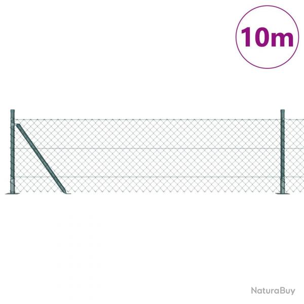 Clture en Treillis Chain avec 7 Piquets Flangs 0,6x10 m Acier Galvanis