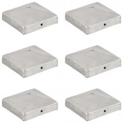 Bouchons de poteau de clôture 6 pcs Métal galvanisé 91x91 mm