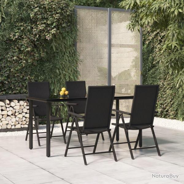 Ensemble  manger de jardin 5 pcs Noir Rsine tresse