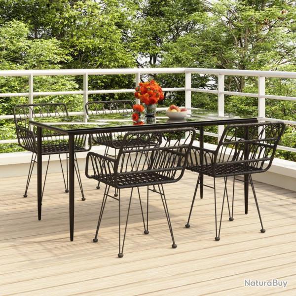 Ensemble  manger de jardin 5 pcs Noir Rsine tresse