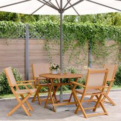 Ensemble à manger de jardin 5 pcs taupe tissu et bois massif