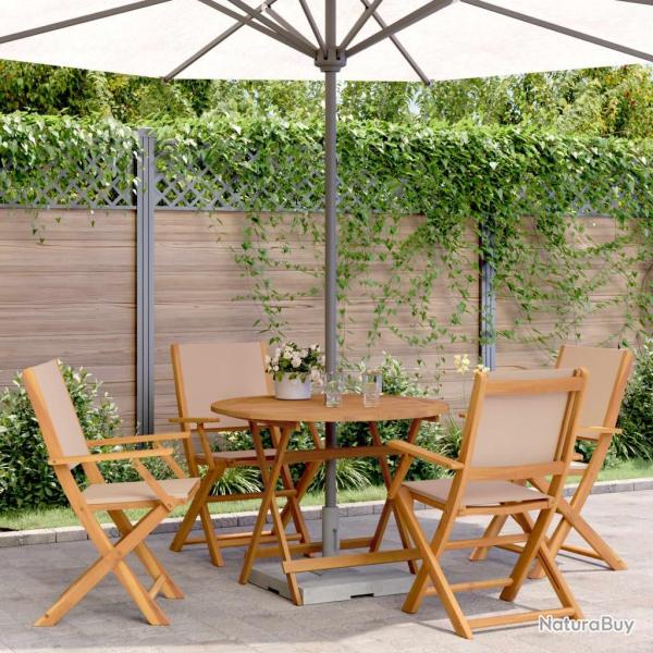 Ensemble  manger de jardin 5 pcs taupe tissu et bois massif