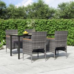 Ensemble à manger de jardin et coussins 5pcs Gris/noir