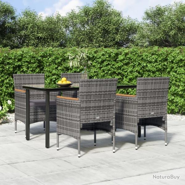 Ensemble  manger de jardin et coussins 5pcs Gris/noir