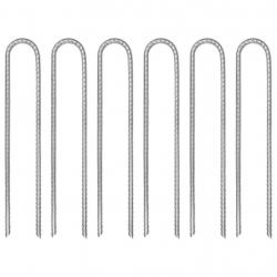 Piquets de tente 6 pcs en forme de U 30 cm Ø7mm acier galvanisé