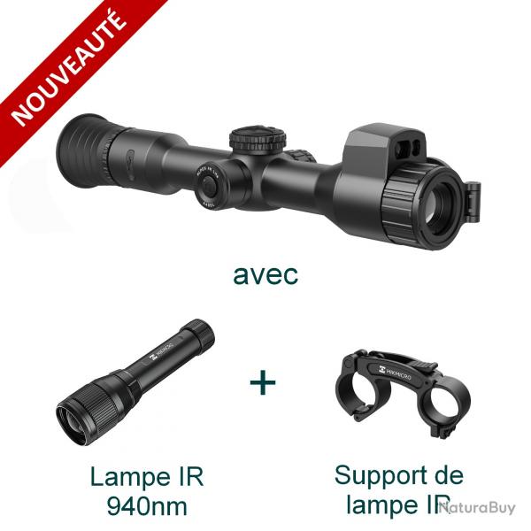PACK Lunette jour et nuit HIKMICRO ALPEX 4K LITE A40EL tlmtre + Lampe IR 940nm + Support de lampe