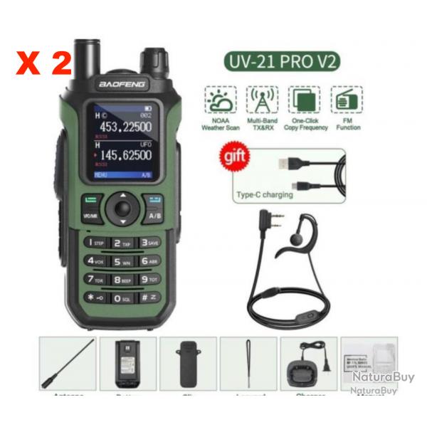 Pack x2 Talkie walkie BAOFENG UV-21 PRO VHF ....VERSION 2.... Longue distance avec OREILLETTE